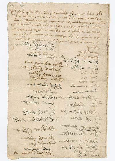 Testimony of Israel Porter and 38 others in regard to Rebecca Nurse, 1692 Manuscript